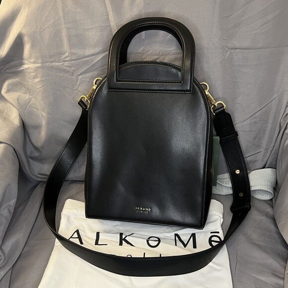 Unique Arch Satchel Crossbody, Black, Vegan Leather, Alkeme Atelier, "Earth" NWT - Picture 6 of 14